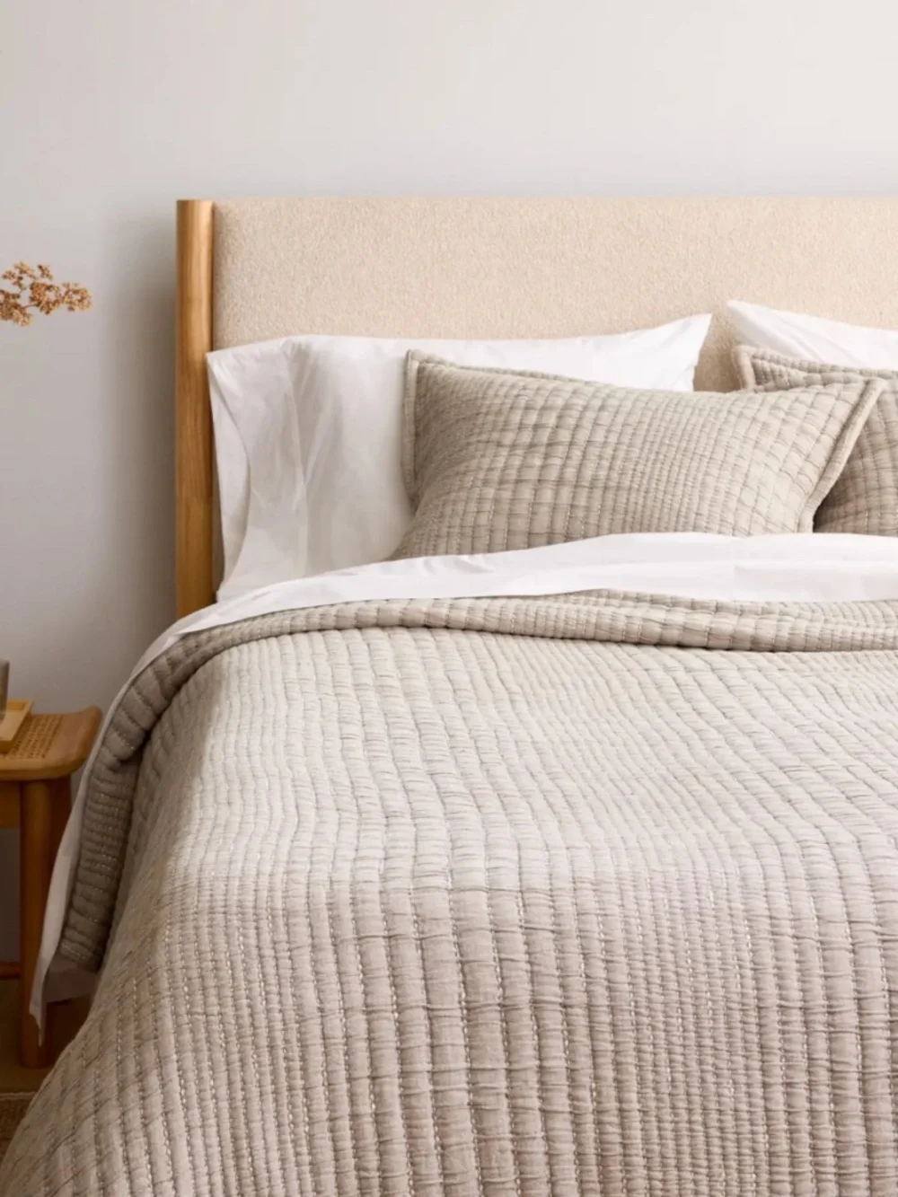 Organic Cotton Channel Stitch Sham Set of 2 King Sand